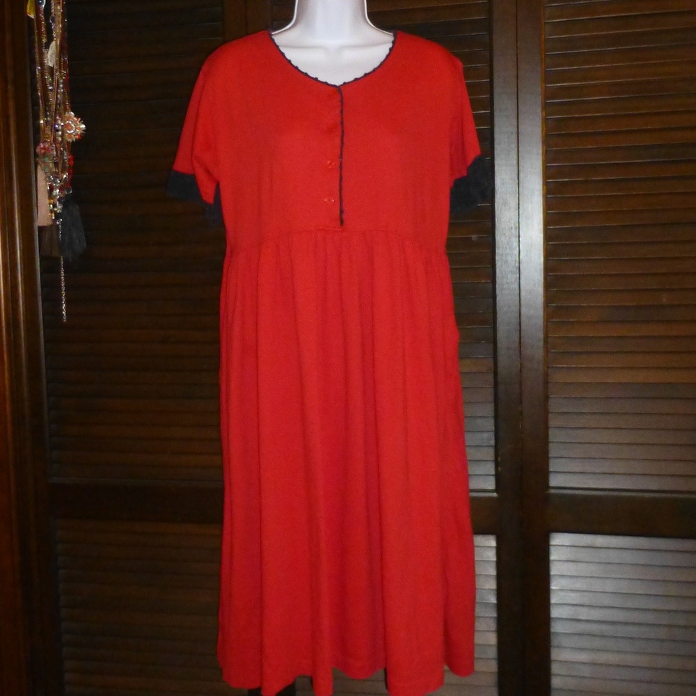Erika Red Dress with Black Trim